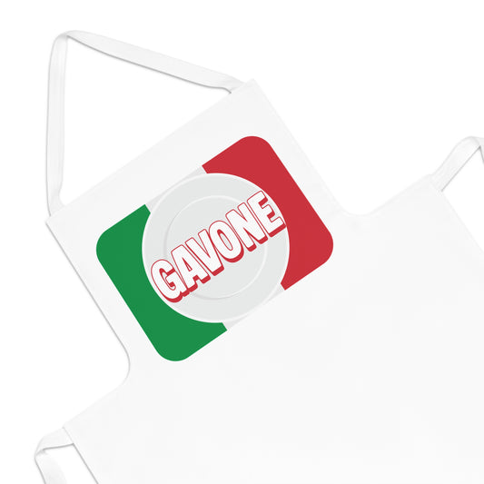 "Gavone" Funny Big Eater Italian Food Lover – Green, White, and Red Flag Adult Apron (AOP)