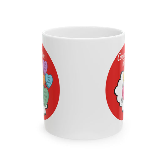 Funny "Conversation Farts" Candy Heart Graphic – Anti-Valentine's Day Gag Gift Ceramic Mug, (11oz)