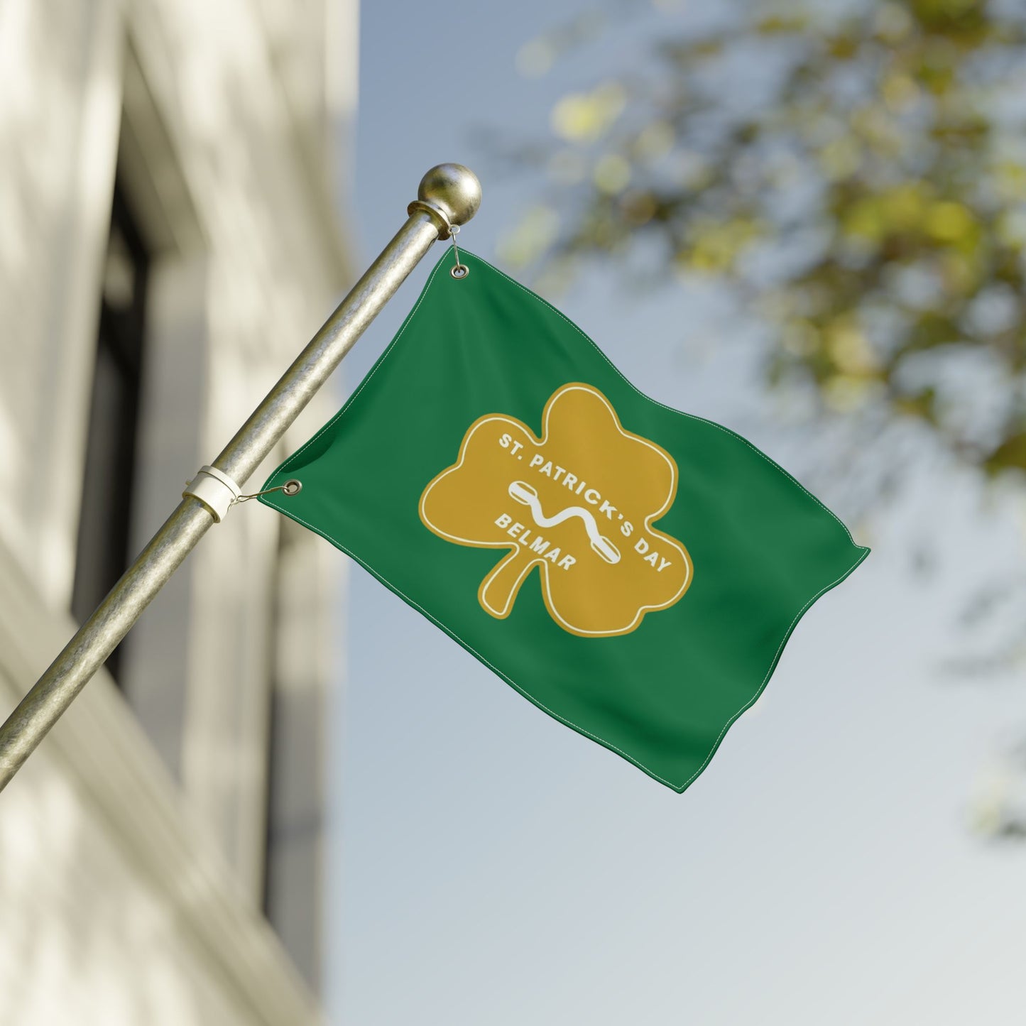 Belmar beach badge shamrock Double Sided Flag St. Patrick's Day 2026