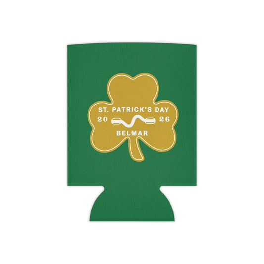 Belmar Shamrock Beach Badge Can Cooler – St. Patrick’s Day 2026 Beverage Insulator – Jersey Shore Celebration Drink Sleeve – Local NJ Shamrock Beer Holder